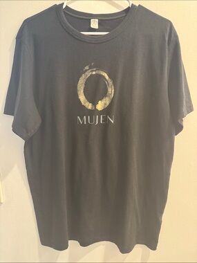 Alternative Black Short Sleeve Tee with Gold Circular Logo